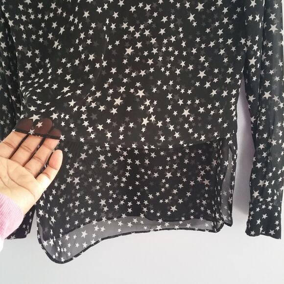 RED Saks Fifth Avenue Sheer Shirt Size Small - Picture 3 of 8